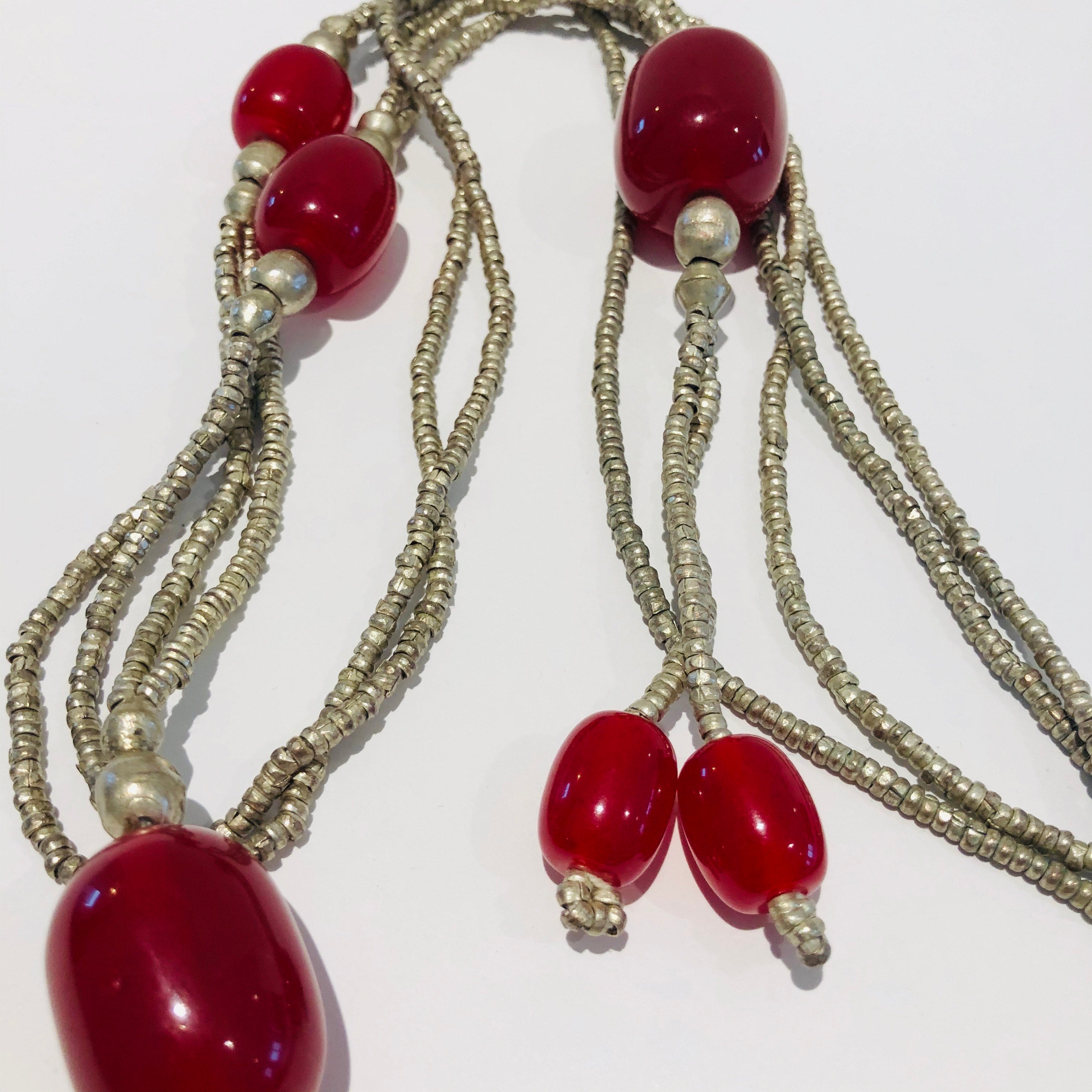 African Glass Bead Pendant Wrap Necklace | Ethiopia